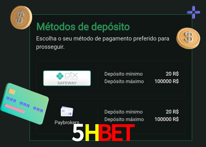O cassino 5Hbet oferece uma grande variedade de métodos de pagamento